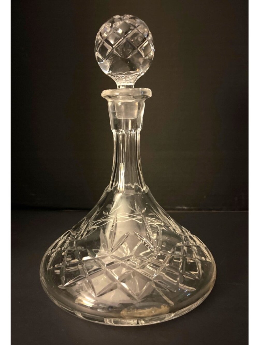Waterford Heavy Lead Crystal Ship’s Decanter Matching Stopper 10” Vintage Wine